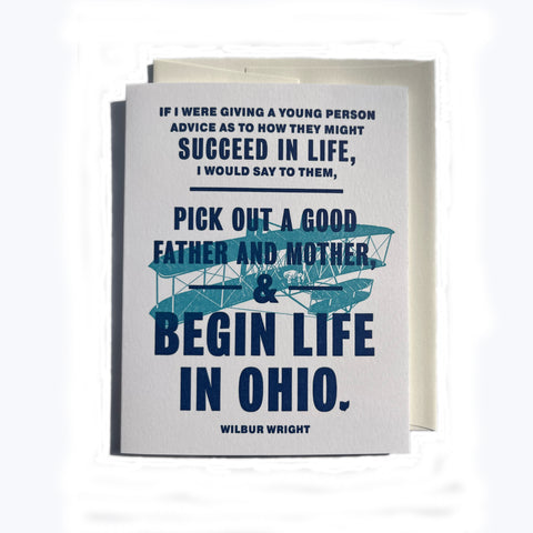 Begin Life in Ohio letterpress art print (11x17)