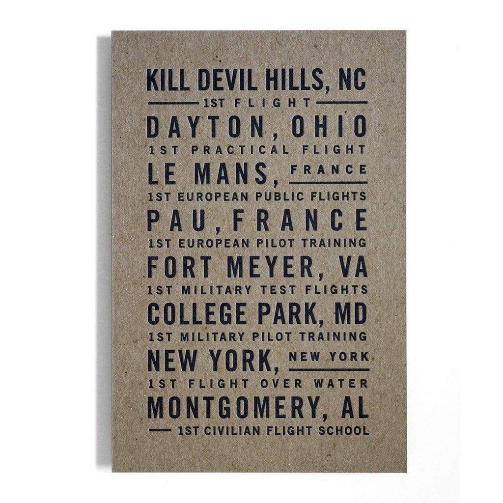 Aviation Firsts letterpress postcard (4x6)