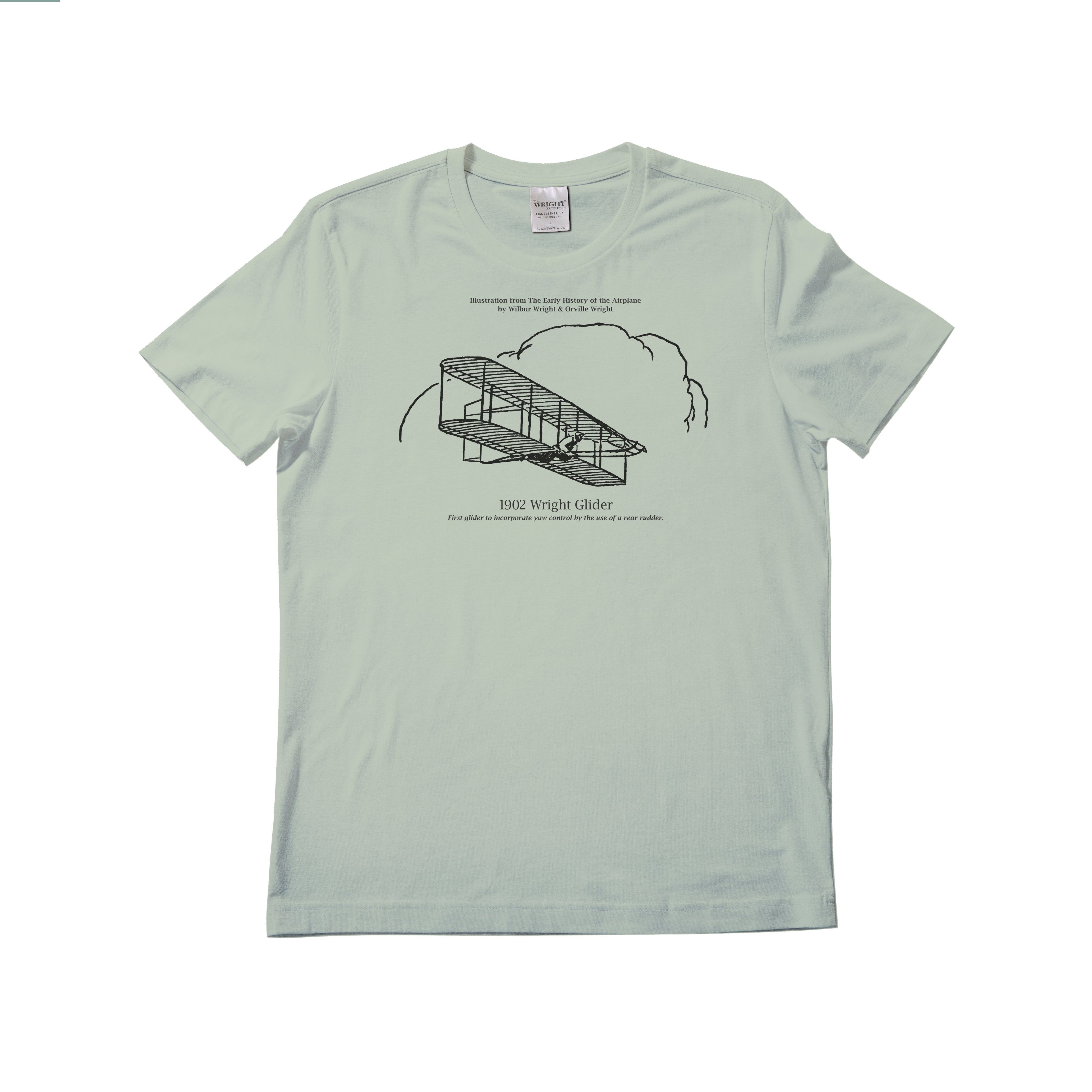 1902 Wright Glider. Tshirt organic cotton, short sleeve, Jade